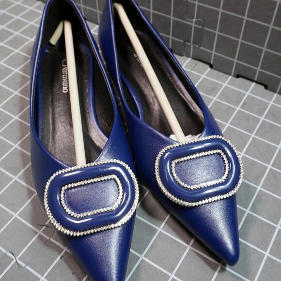 C Paravano Pointed Toe Ballet Flats Blue Size 5.5 - Picture 8 of 12